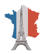 Paris Eiffel Tower Embroidery Design - Three Sizes, French Tricolor Map, and Iconic Landmark - Embroidery Designs - FineryEmbroidery
